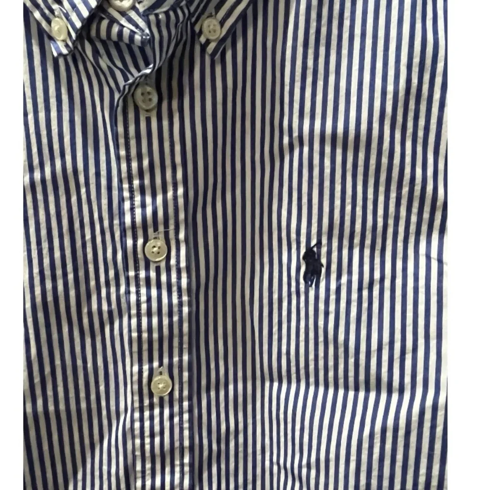 Ralph Lauren Kids Blue & White Striped Button-Up Shirt Youth M (10-12)